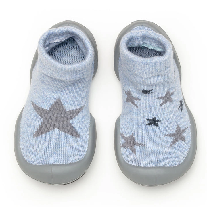 Komuello Baby Girl Boy First Walk Sock Shoes Twinkle - Heather Blue