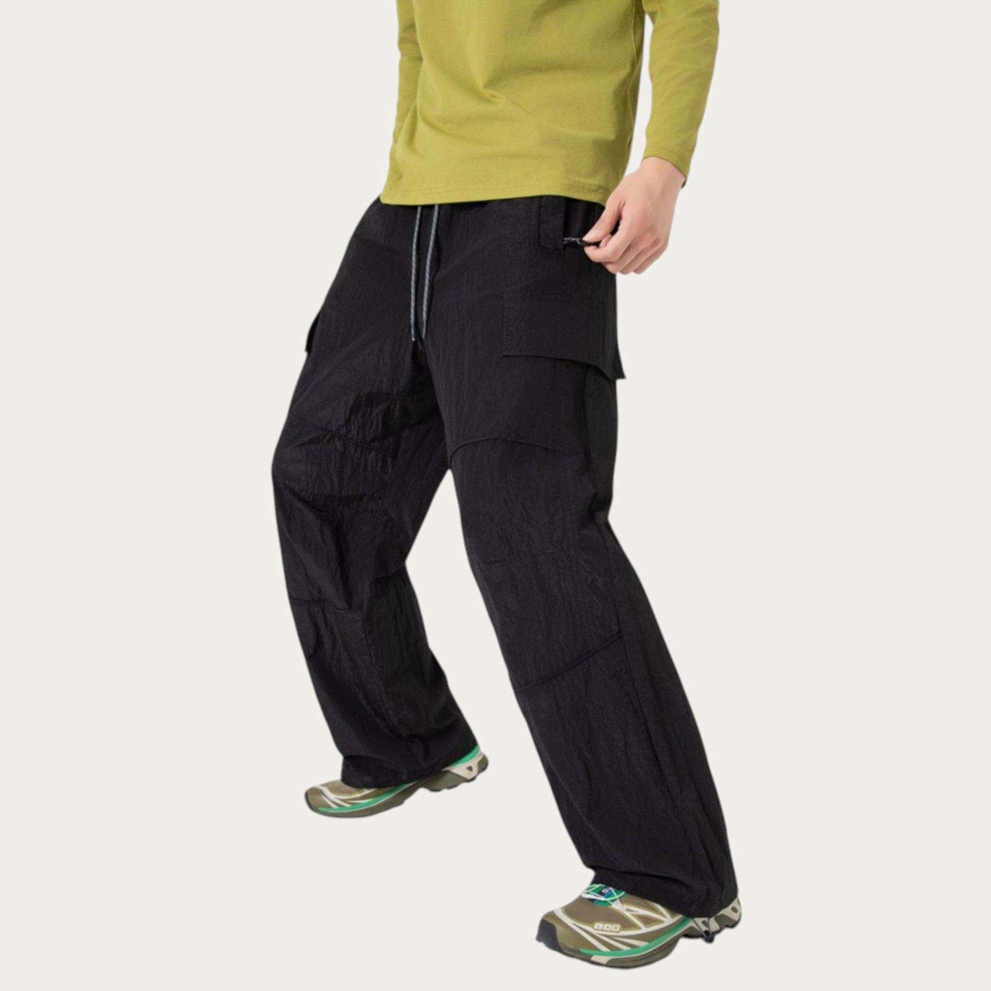 Anna-Kaci Men's Lightweight Cargo Pants with Drawstring Waist and Utility Pockets