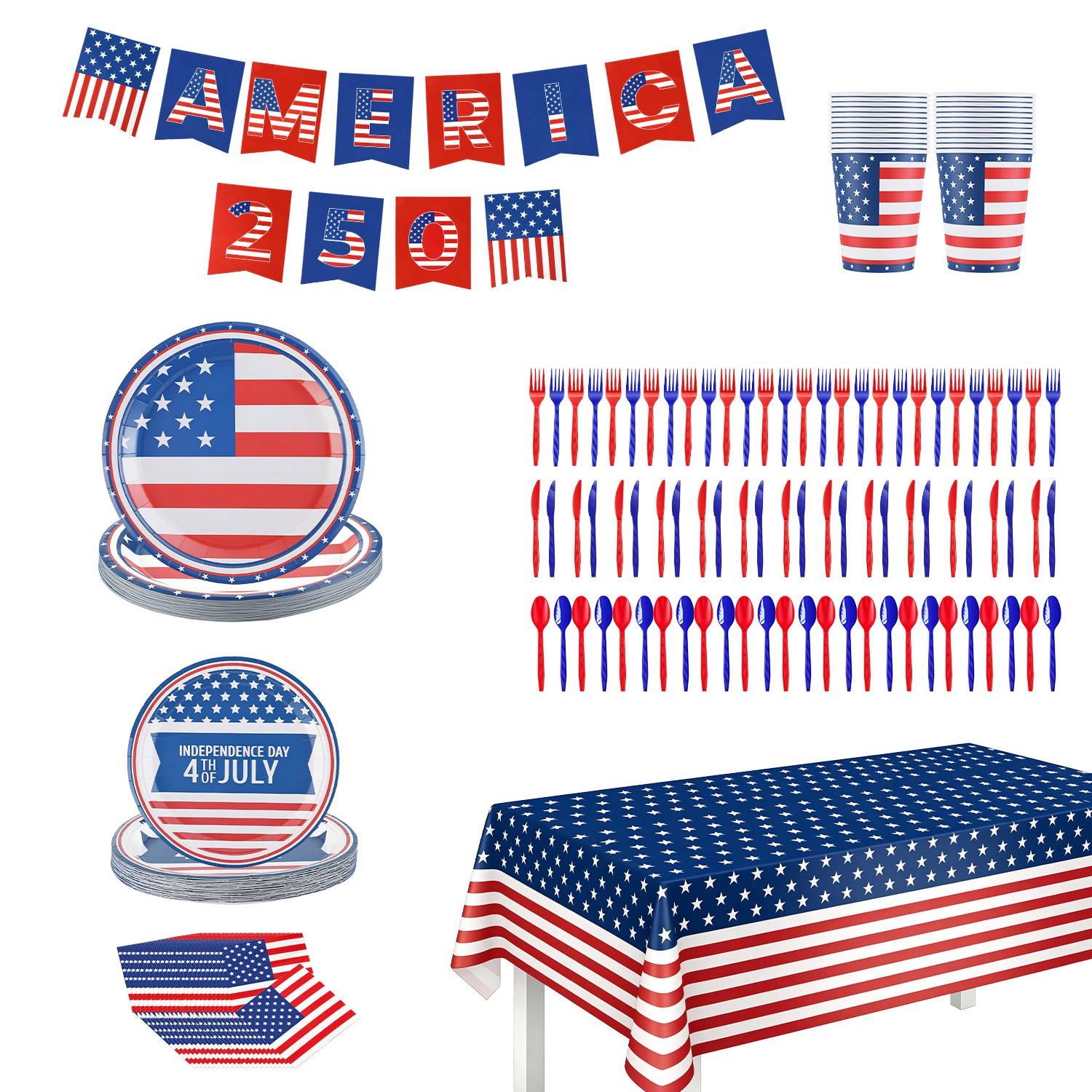 NEW Home Unisex Disposable 4th Of July Party Supplies