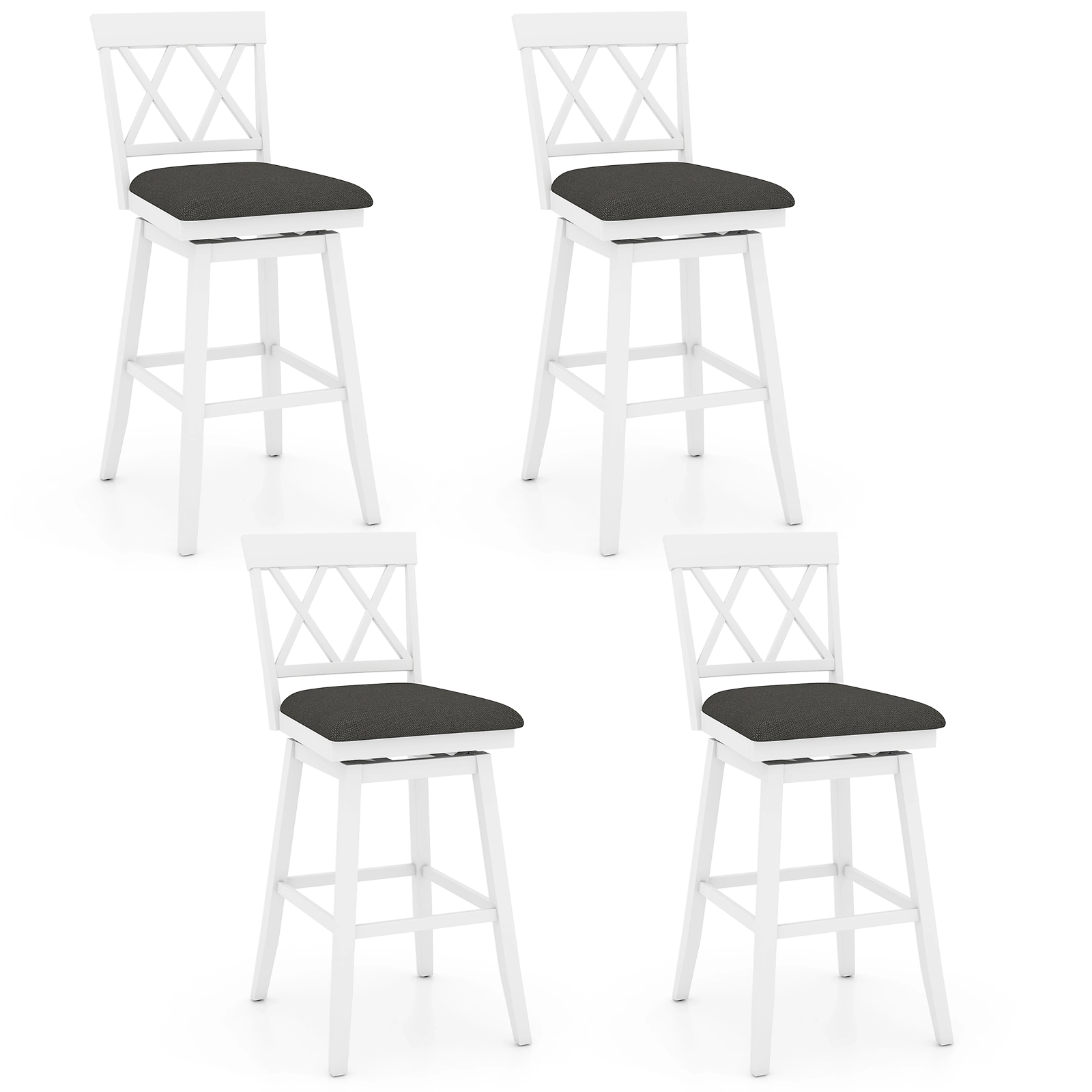 LJG Swivel Bar Stools Set of 4 Counter Height Barstools with Backrest Upholstered Seat Cushion