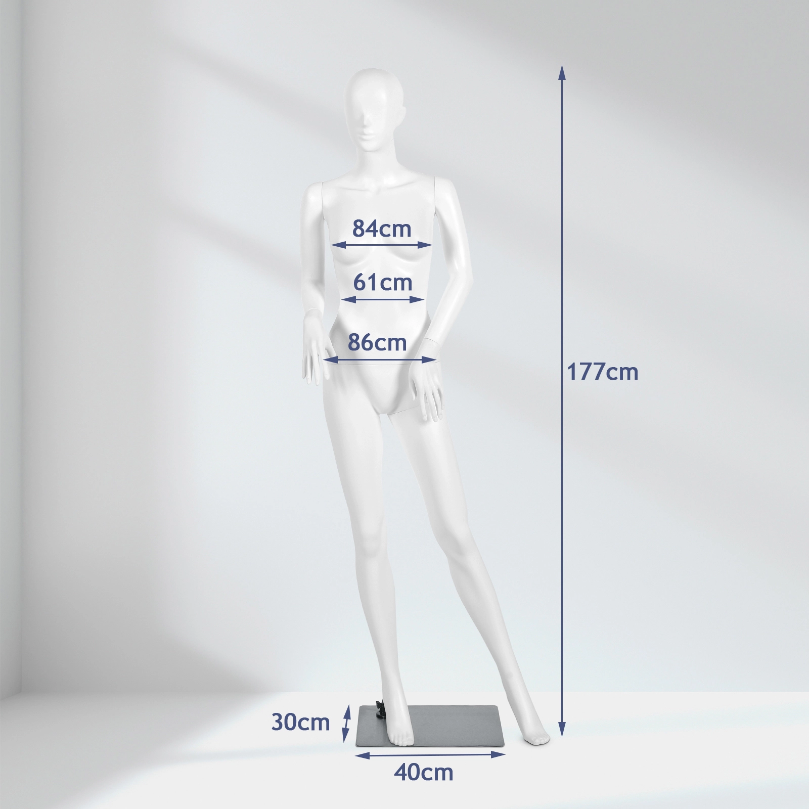 SUGIFT 5.8-ft White Full Body Female Mannequin with Detachable Arms Torso and Rectangular Metal Stand