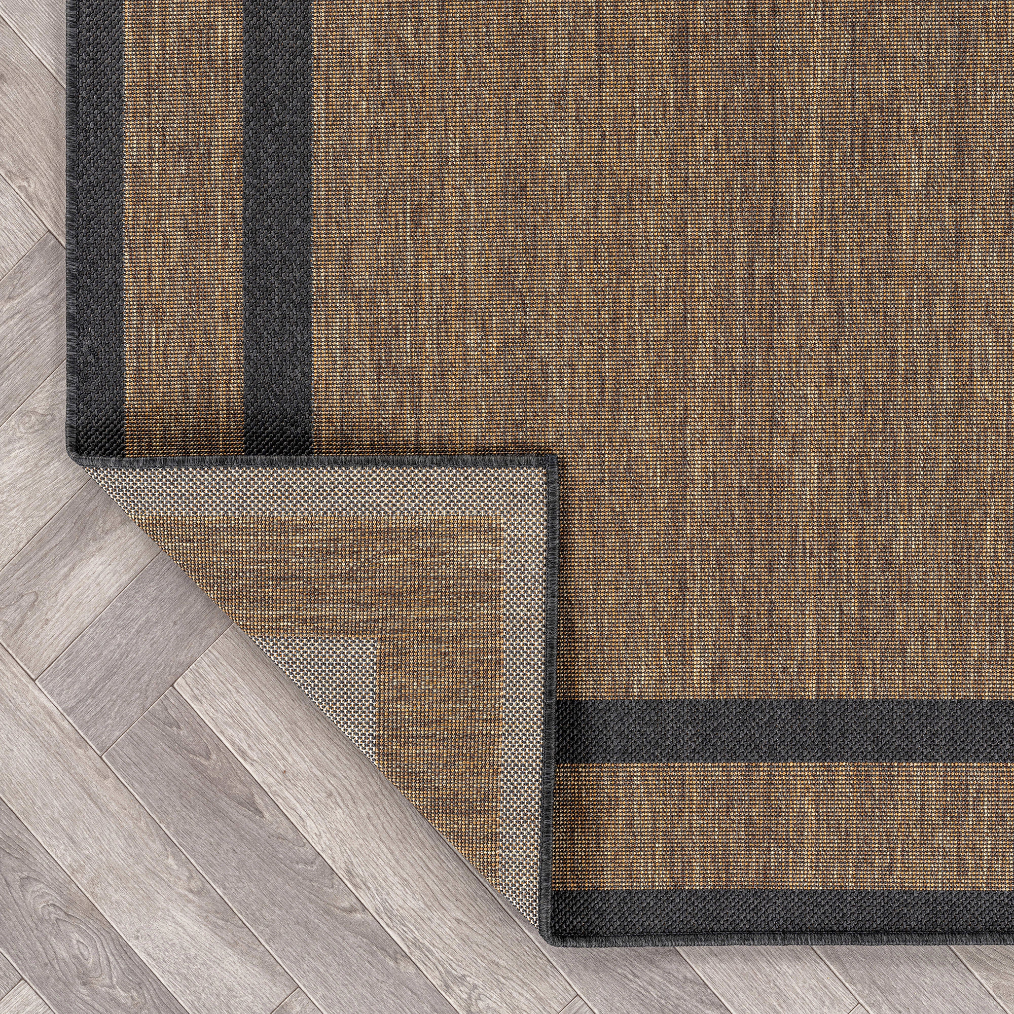 World Rug Gallery Geometric Border Indoor/Outdoor Flat Woven Area - Natural Jute-Style