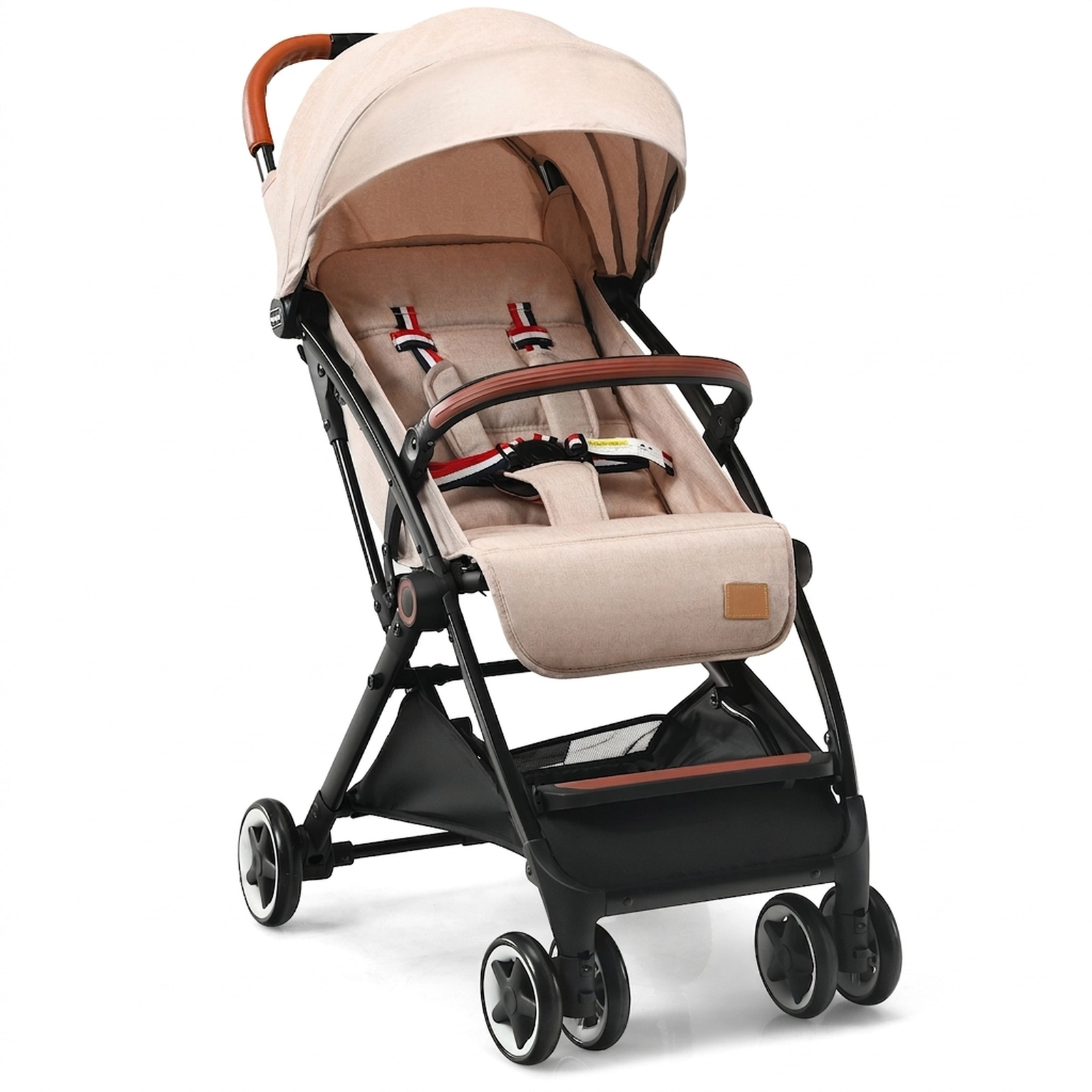 SUGIFT Baby Beige Lightweight Aluminum Stroller with Pull Rod 28.5-in W 20.5-in D 38-in H 33-lb Seat Capacity