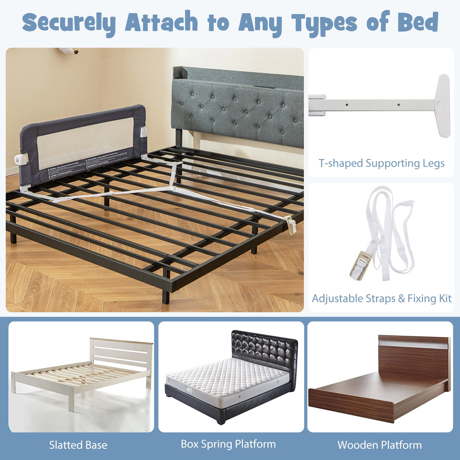 SlickBlue Toddler Bed Rail Guard with Foldable Safety Design