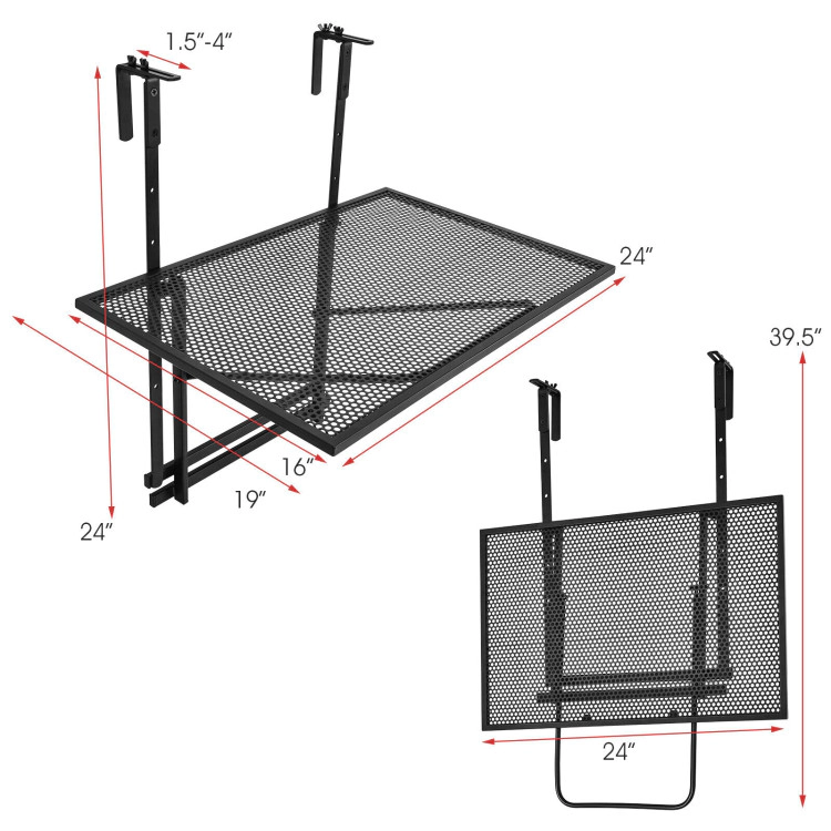 Hivvago Railing Folding Table With 5-Level Adjustable Heights