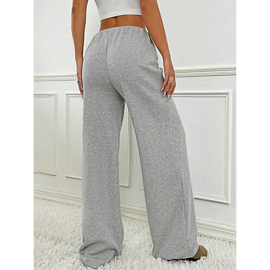 Enchanted Funland Womens Drawstring  Waffle Knit High Waist Straight Pants