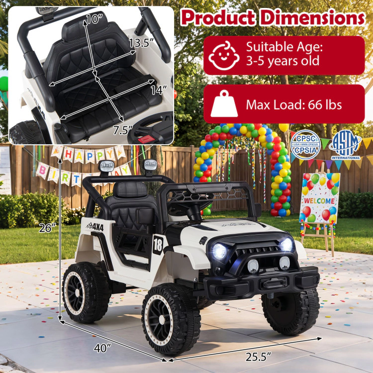 Hivvago 12V Kids Ride on Truck with Remote Control and 3 Speeds