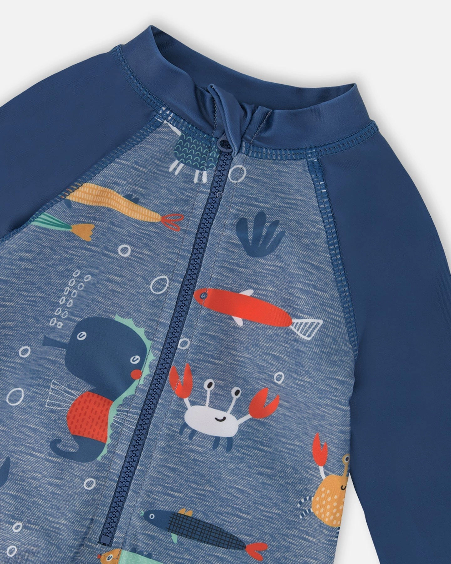 Deux par Boys Toddler One-Piece Long Sleeve Rashguard Printed Marine Animals