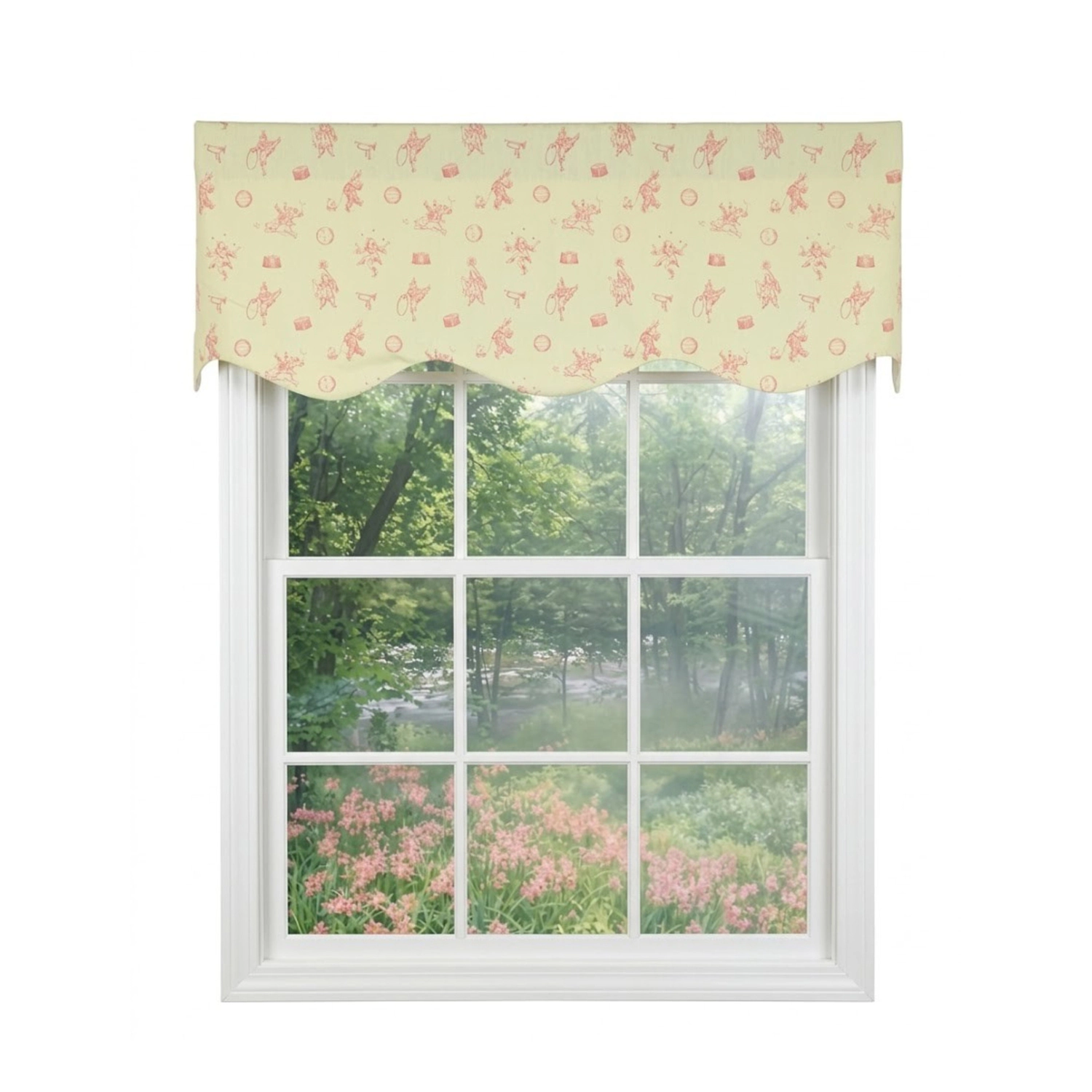 RLF Home Circus Provance Window Valance 100% Cotton Lined Rod Pocket 50" x 17" Green