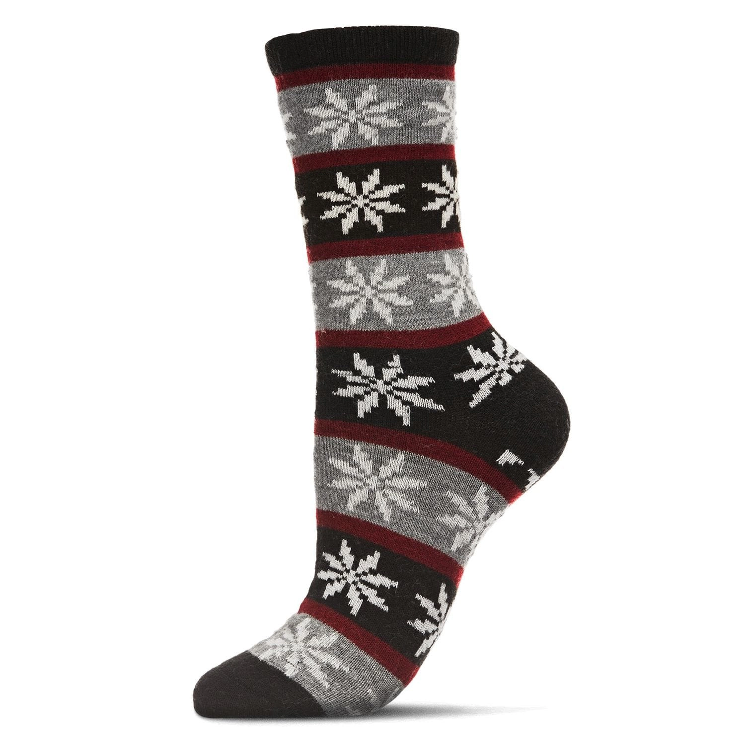 MeMoi Women's Soft Snowflake Fair Isle Cashmere Blend Crew Socks
