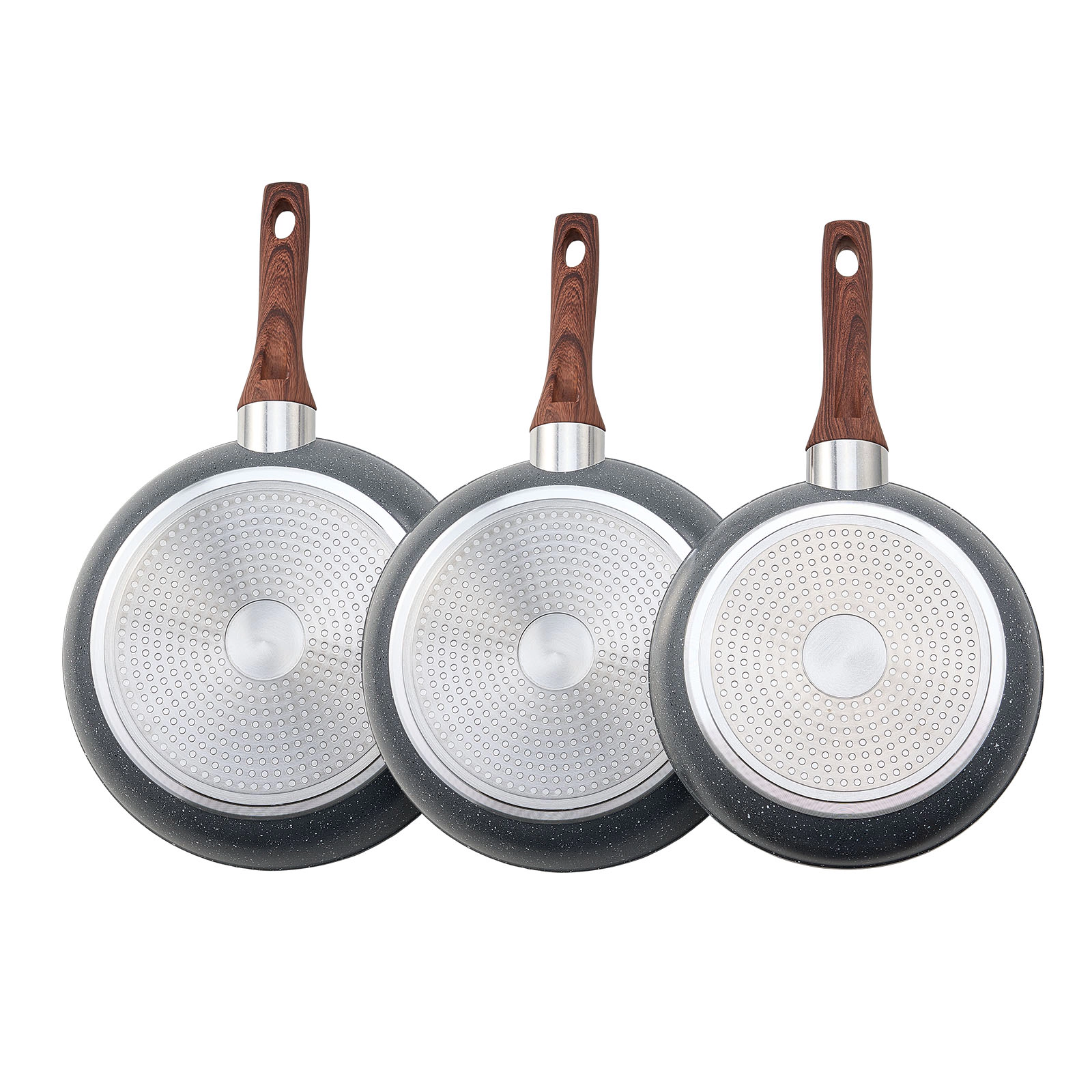 HONGGE 3-Piece Aluminum Nonstick Frying Pan Set, 9.5-12 Inch Gray Skillets with Heat-Resistant Handles