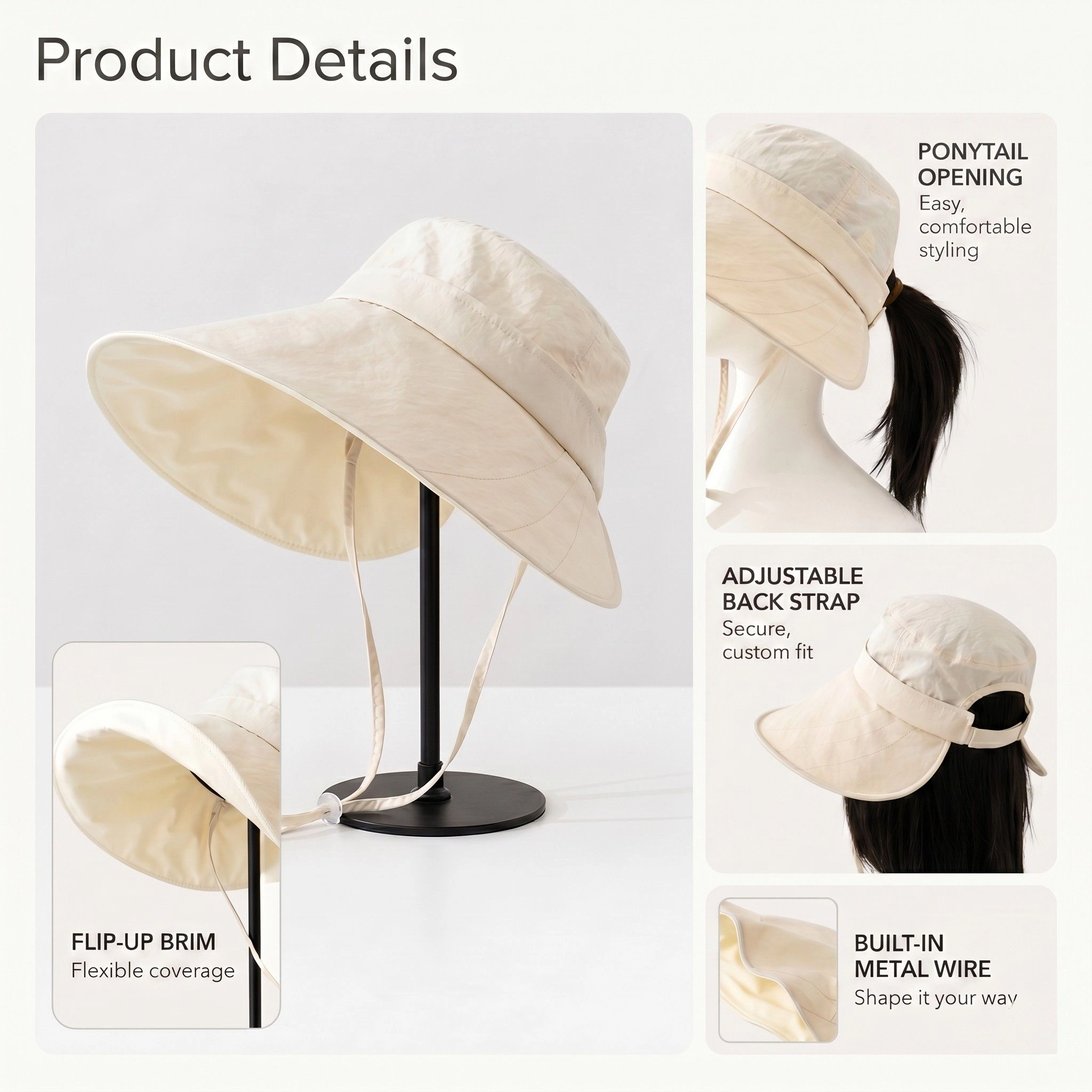 Anna-Kaci Womens Wide Brim Bucket Sun Hat Adjustable Chin Strap UV Protection Packable Outdoor