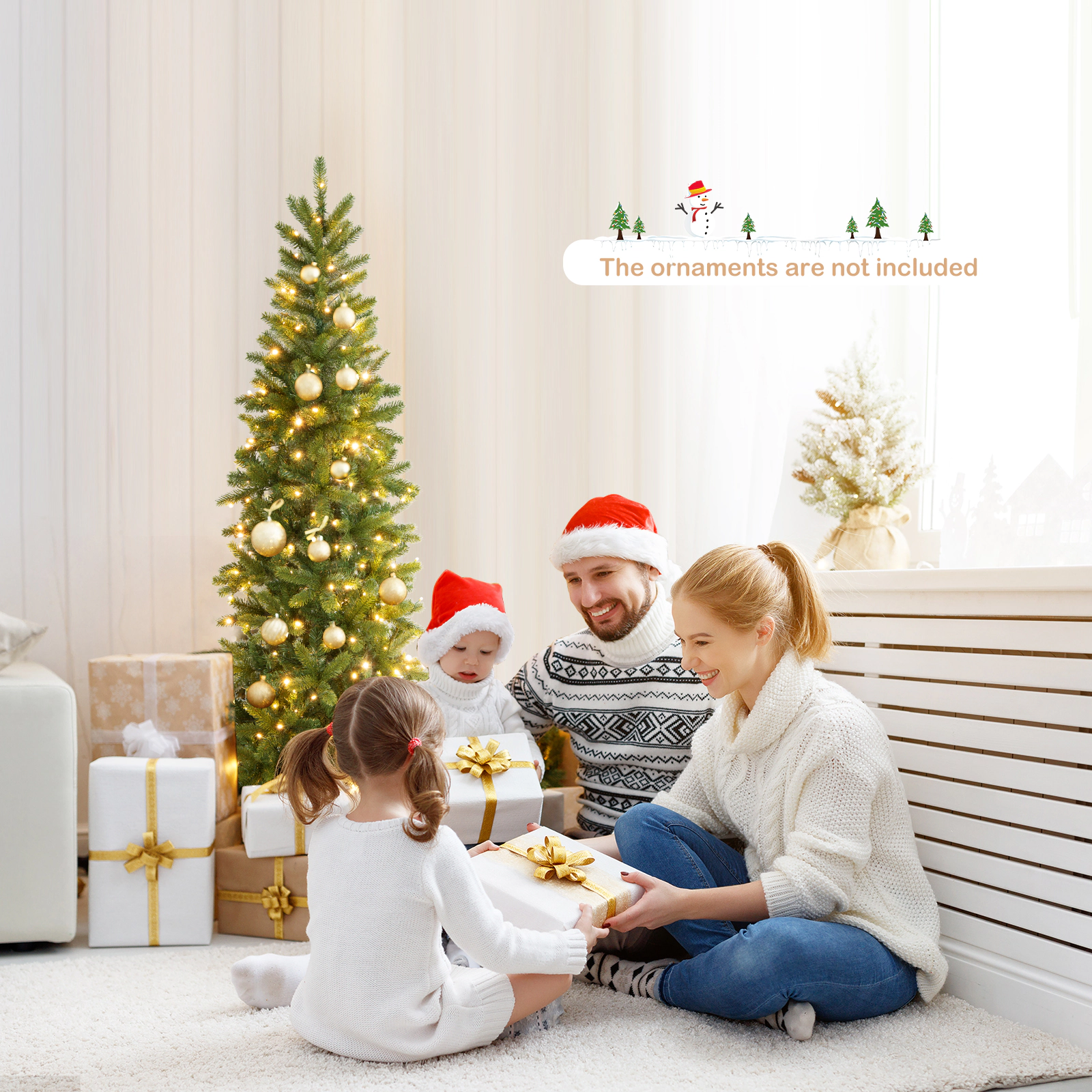 LJG Pencil Christmas Tree with 180 Warm White and Multi-Color LED Lights