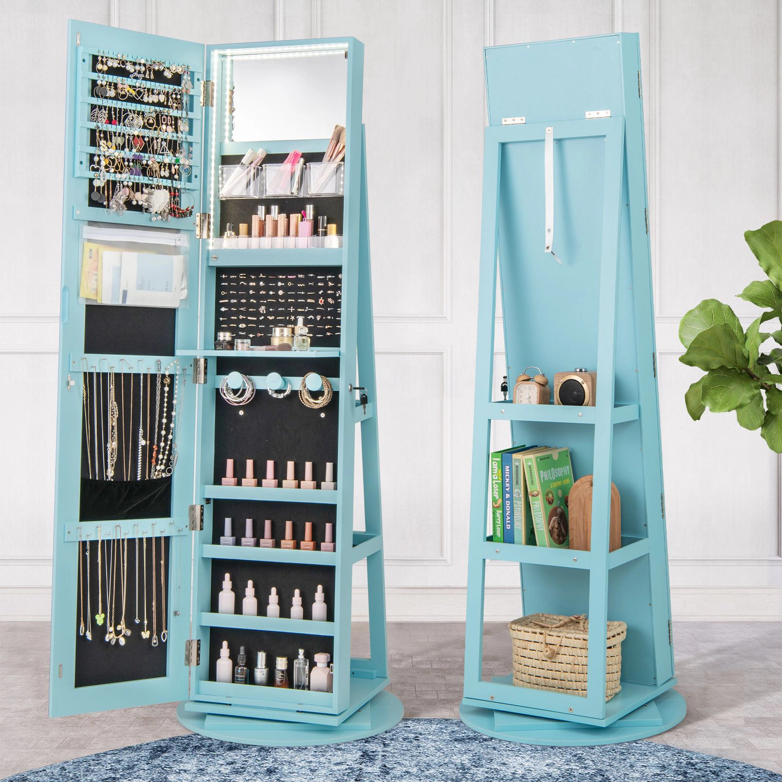 SlickBlue Lockable Jewelry Cabinet with Full Length Mirror