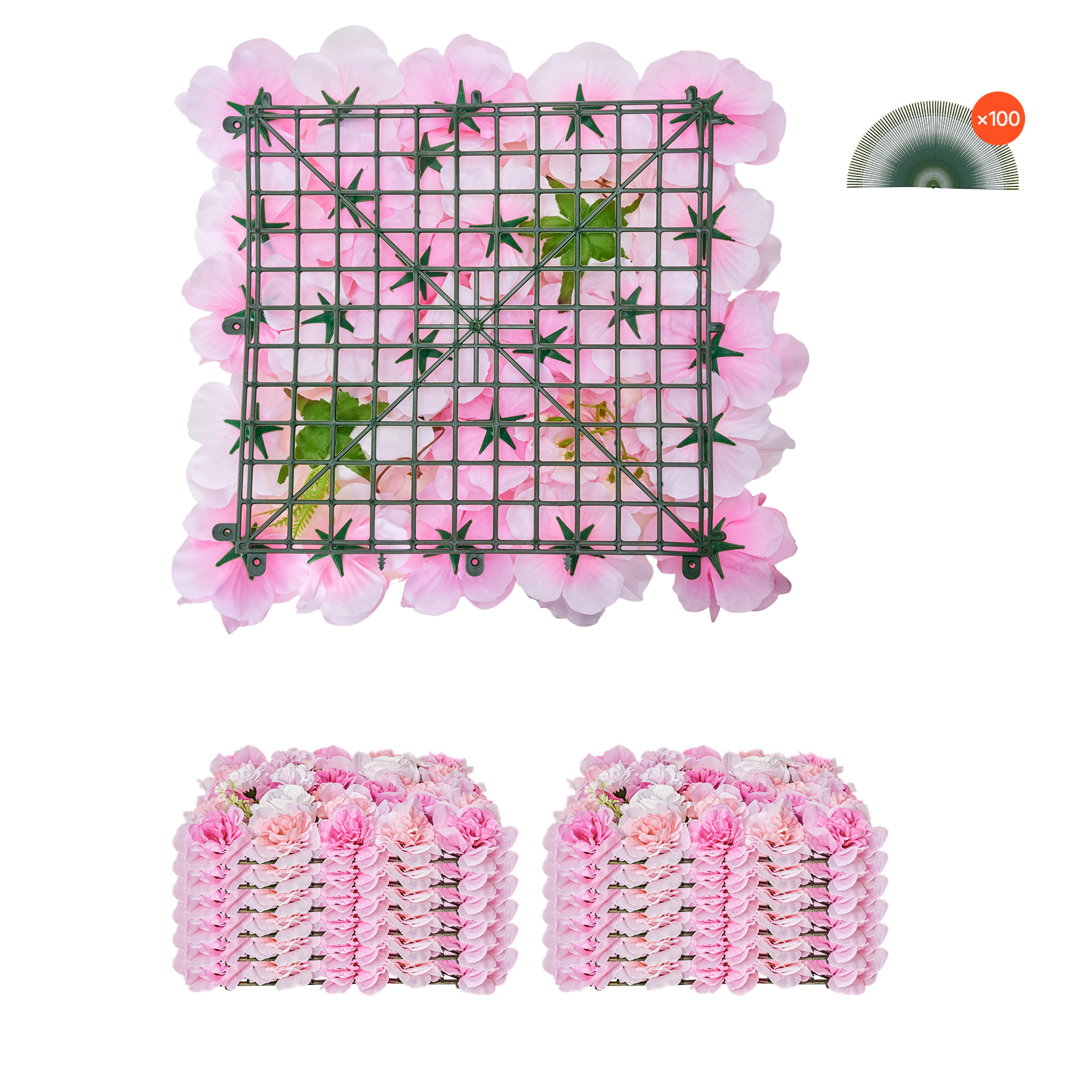 HONGGE 3D Flower Wall Panel 15 x inch Artificial Floral Background Mesh Backing Mat Seamless Design&Easy