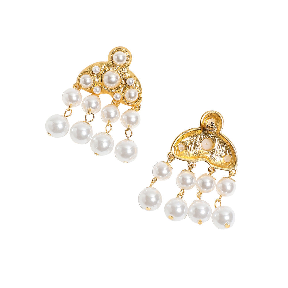 SOHI Women's Pearl White Party Drop Earrings