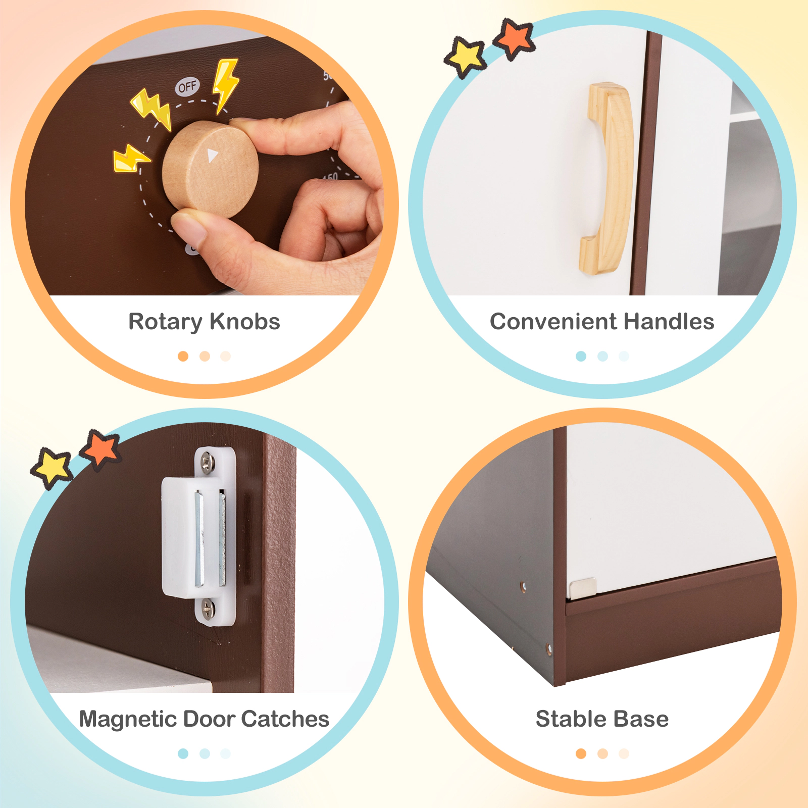 SUGIFT Corner Toddler Kitchen Playset with Ice Maker Microwave Oven Sink and Washing Machine Ages 3-10 White/Pink/Brown