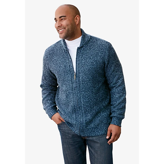 KingSize Men's Big & Tall Shaker Knit Zip-Front Cardigan