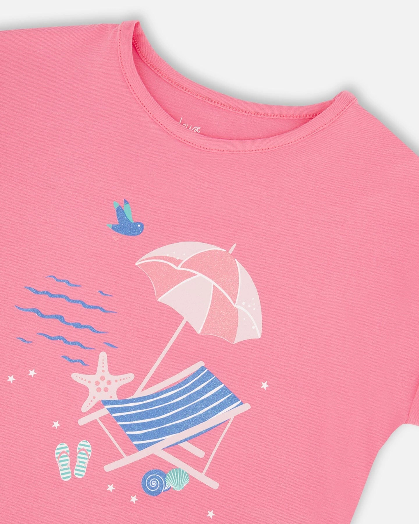 Deux par Girls Organic Cotton Jersey Cuffed Graphic T-Shirt