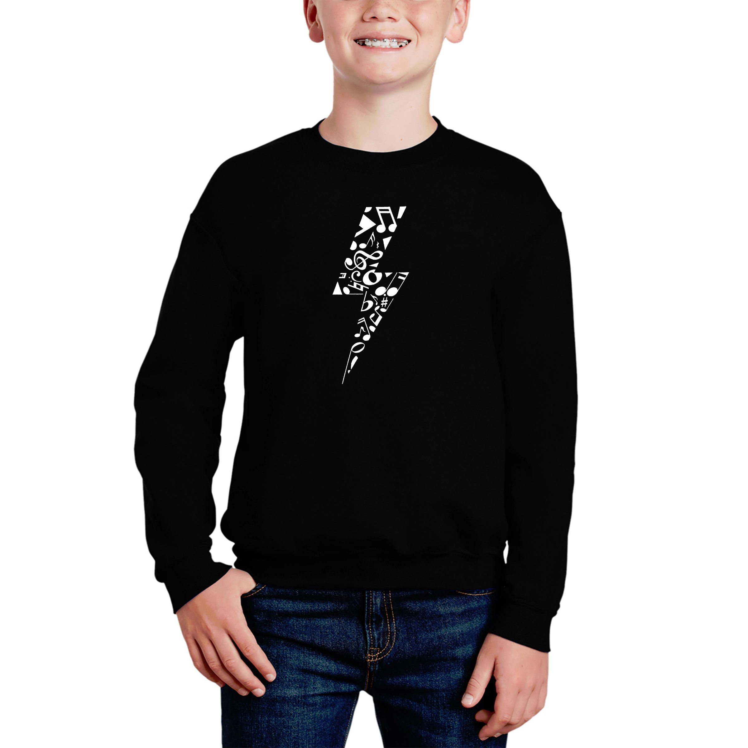 LA Pop Art Boy's Word Sweatshirt - Lightning Bolt