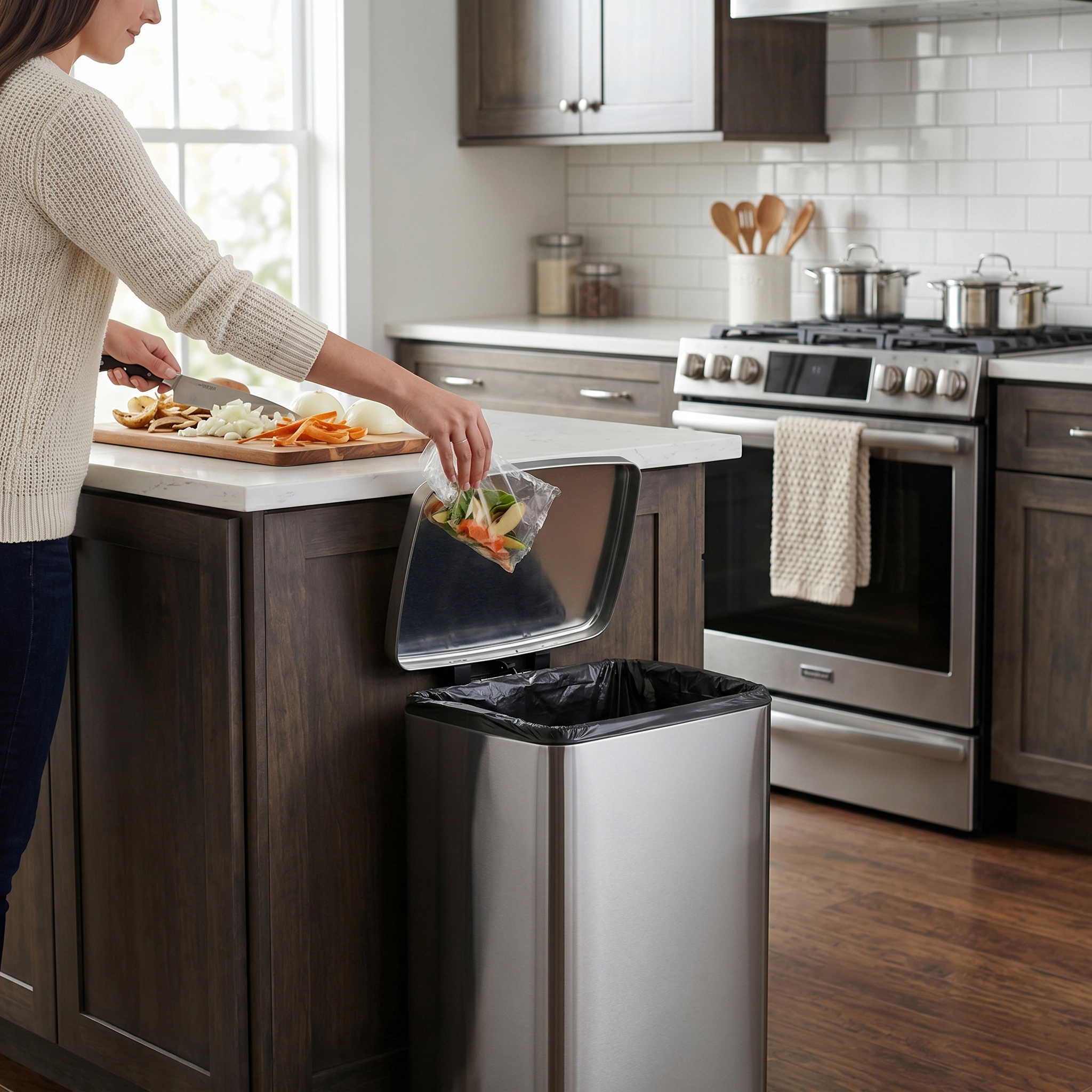 Innovaze 13 Gal./50 Liter Rectangular Stainless Steel Step-on Trash Can for Kitchen