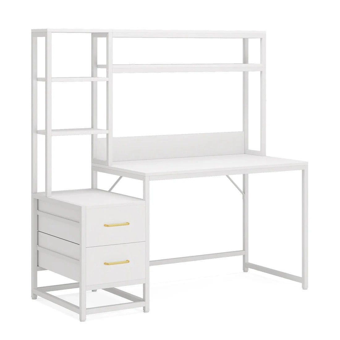 Tribesigns Industrial Wood Computer Desk with Storage Shelves