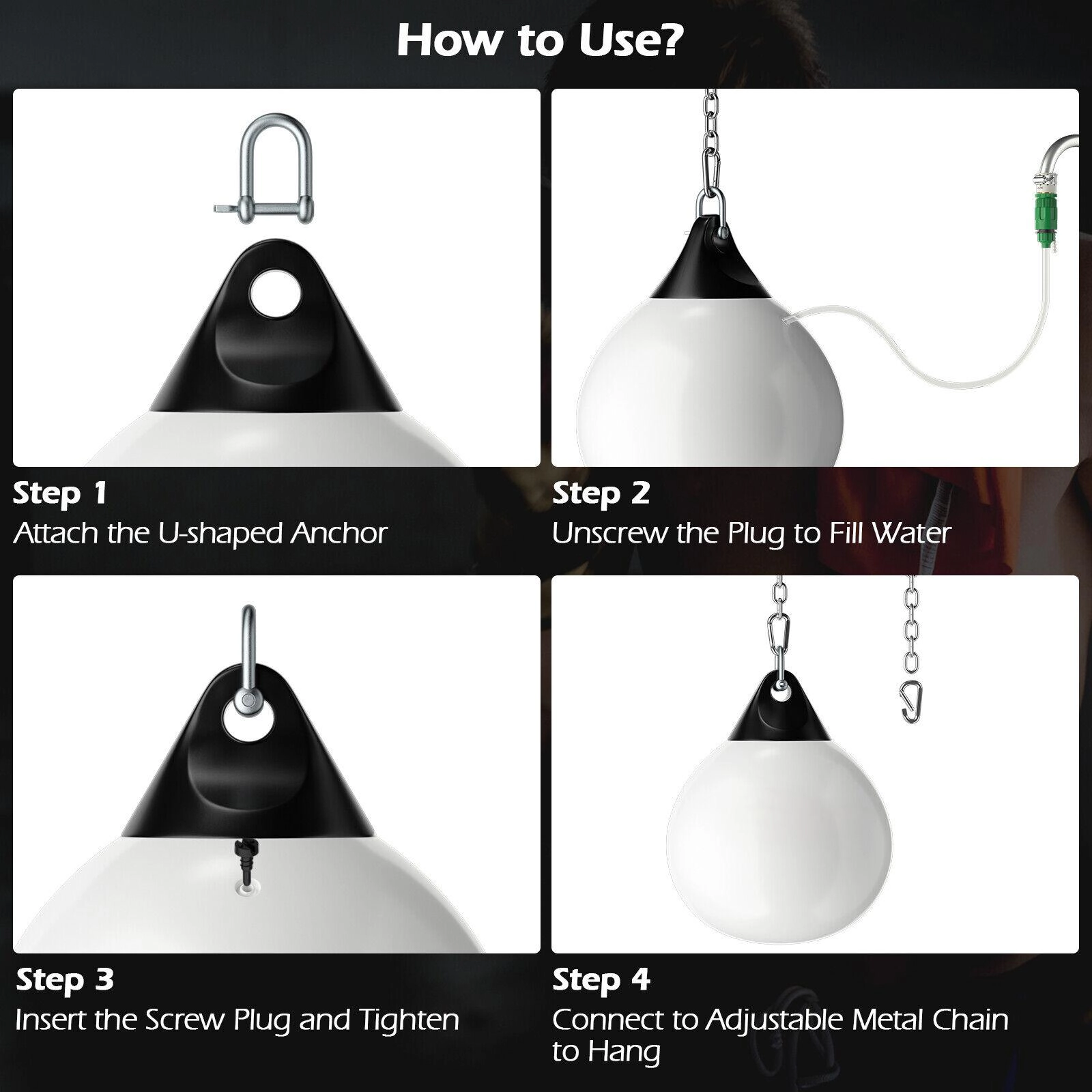 SUGIFT White Adult Water Punching Bag with 39-in Hanging Chain 18-in Dia 23-in H 110-lb Fill Weight
