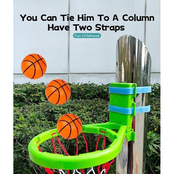 Sperric Basketball Hoop Playset w/ Suction Cups & Tying Straps, Mini for Bathtub Door 3 Soft Balls