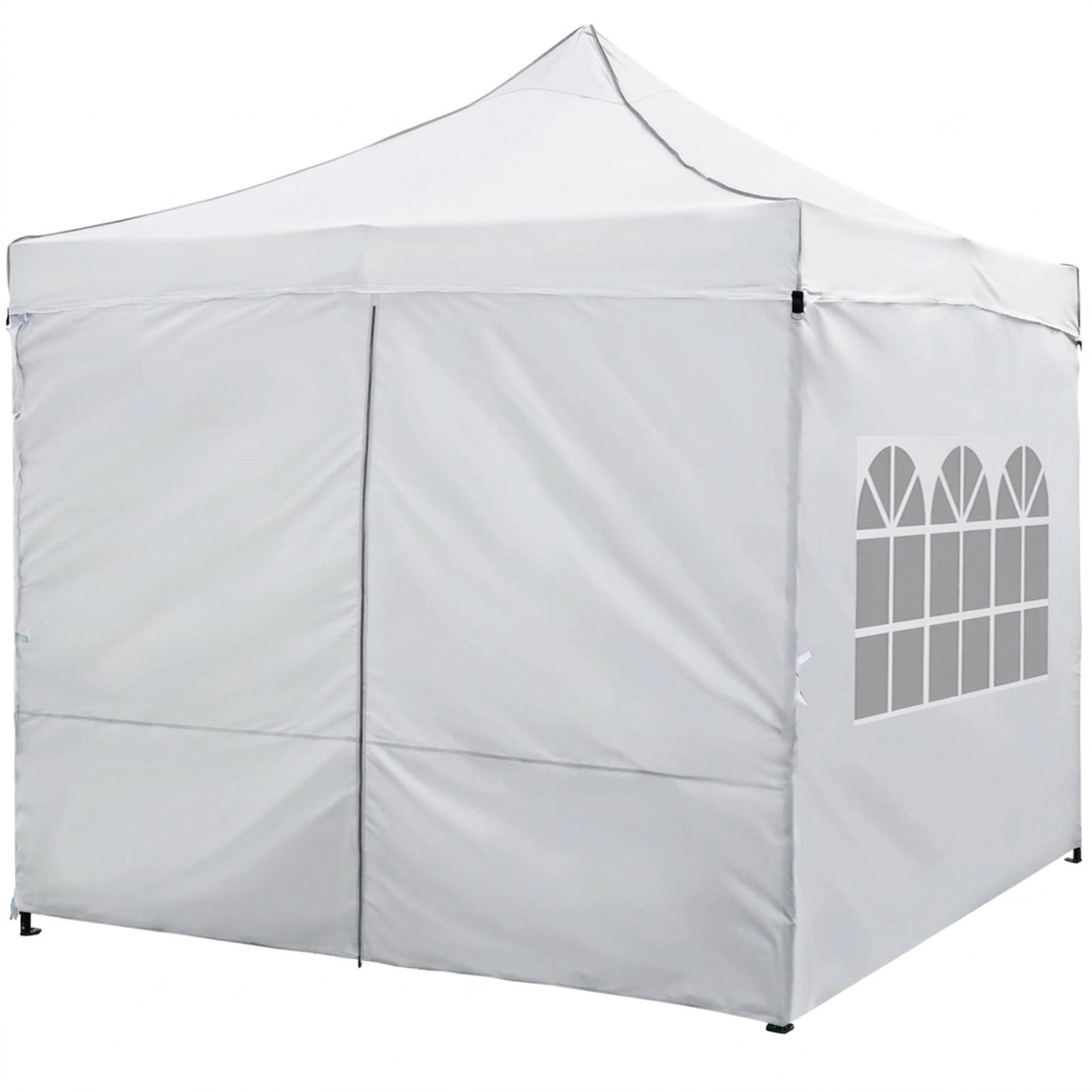 SUGIFT 10 x 10Pop Up Canopy Tent with 4 Removable Sidewalls, 3-Height Frame and Wheeled Bag White