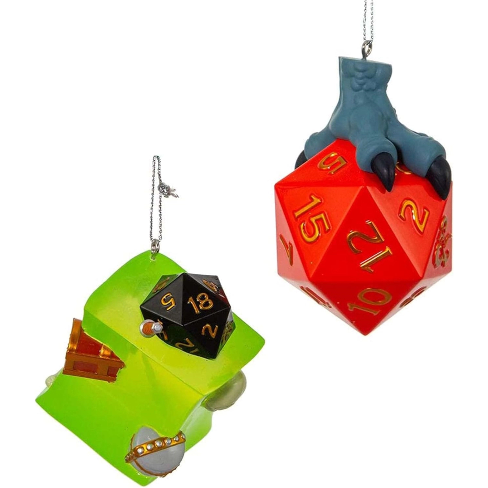 Kurt Adler Dungeons and Dragons Dice and Gelatinous Cube Christmas Ornaments 2 Piece Set