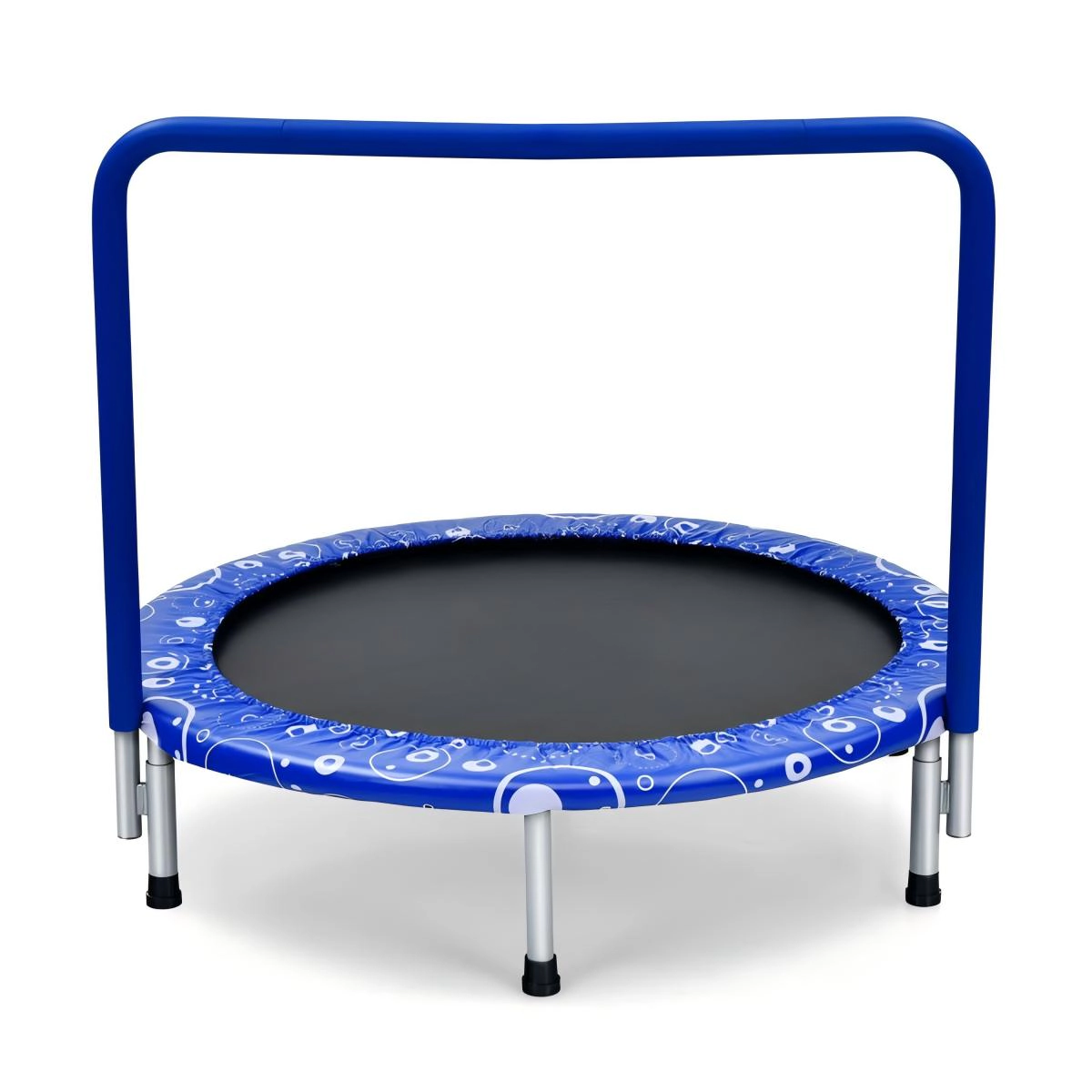 SUGIFT 36-in Kids Mini Trampoline Rebounder Full Covered Handrail 330-lb Capacity Ages 3-10 Foldable 36 x 32 in Blue