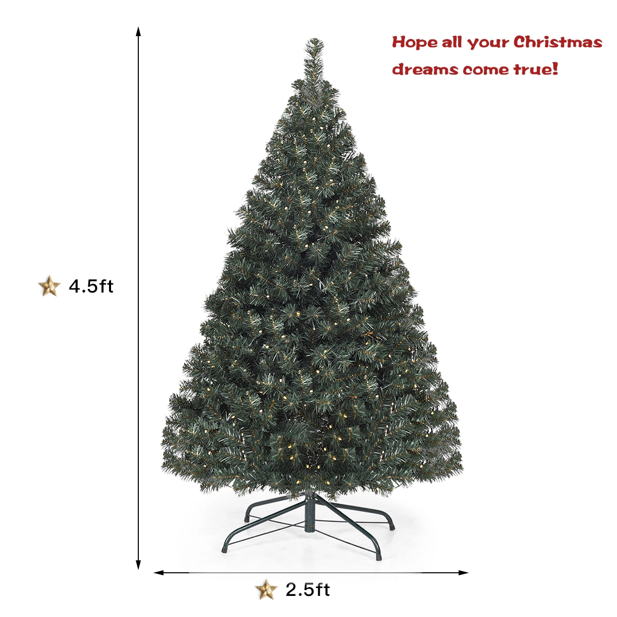 LJG 4.5 Feet PVC Pre-Lit Artificial Hinged Christmas Tree