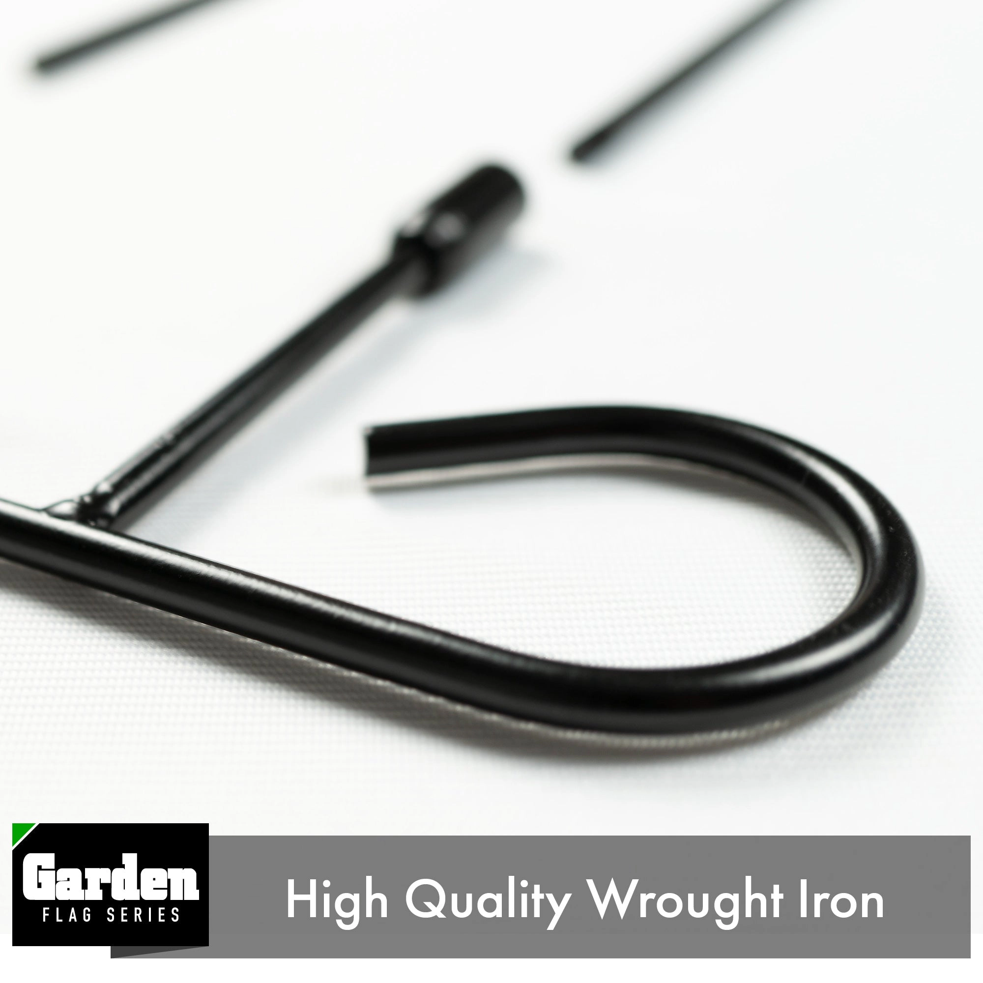 G128 Garden Flag Stand, 36" x 15" Black Wrought Iron Flagpole