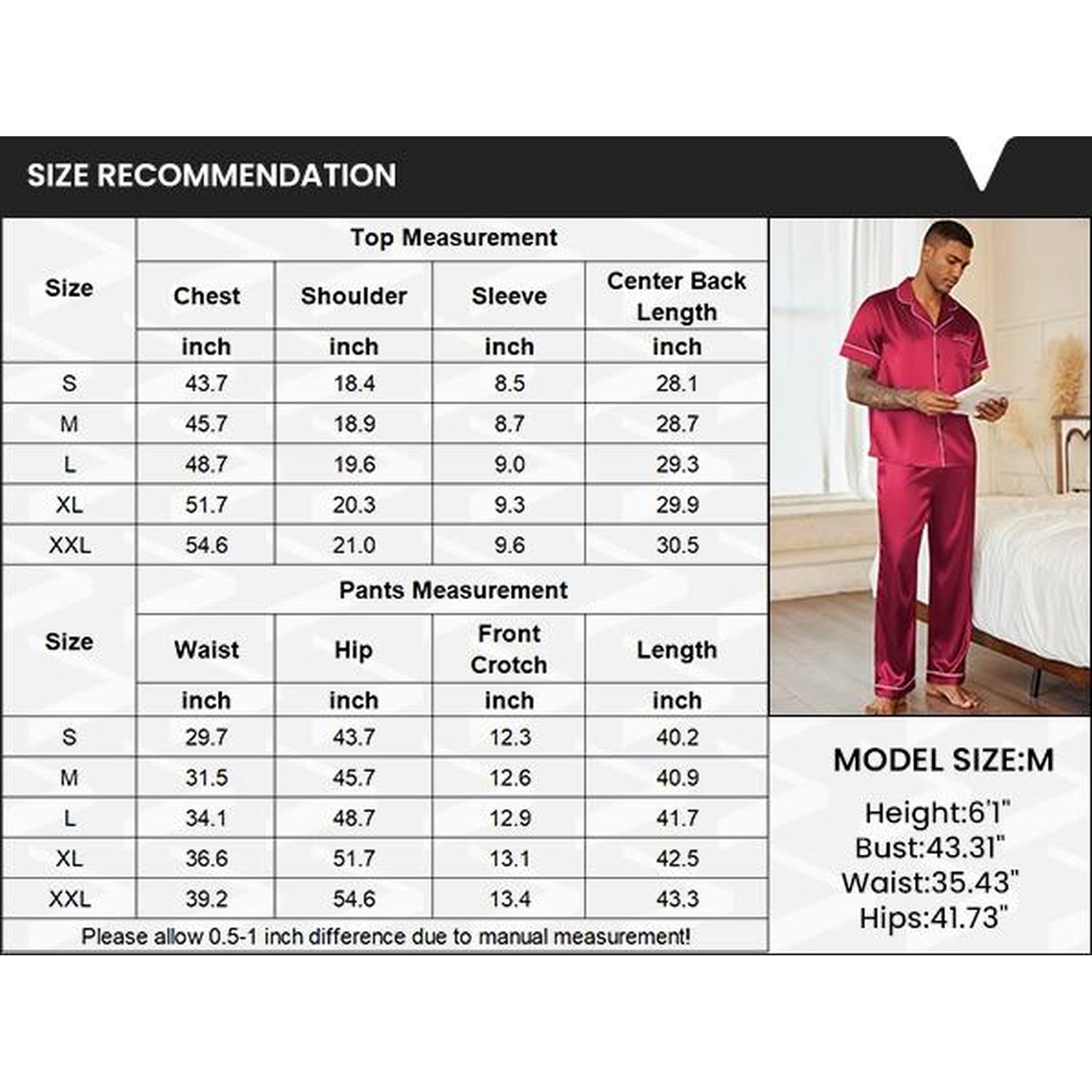Ekouaer Silk Pajamas for Men Pjs Short Sleeve Button Down Sleepwear 2 Piece Loungewear