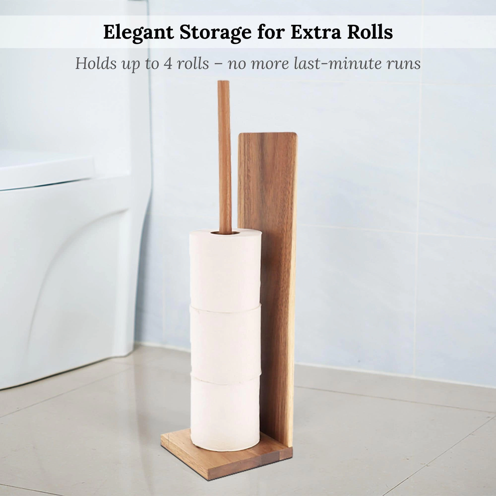 Evideco French Home Goods Free-Standing Toilet Paper Holder - Holds 4 Rolls, Compact Square Moisture-Resistant Design