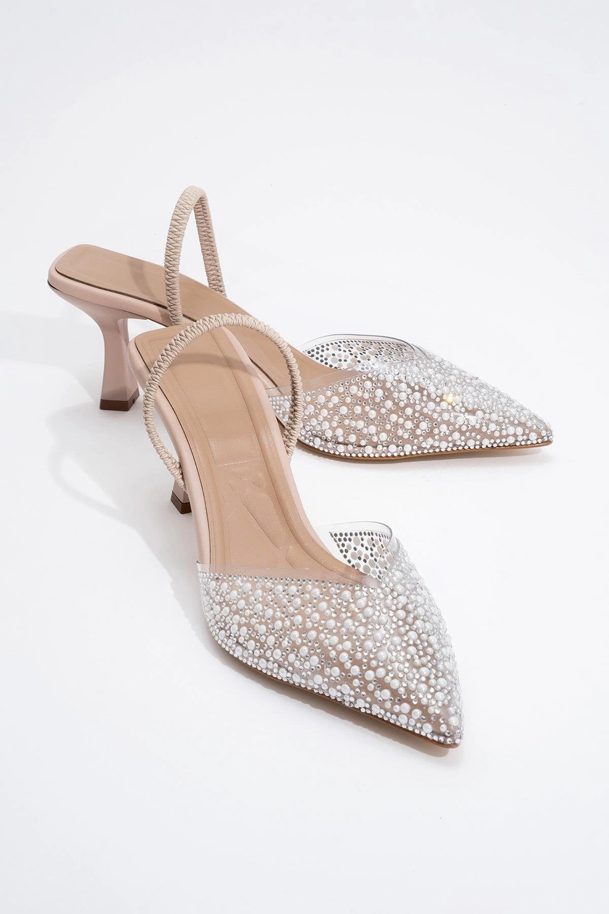 Forever & Always Womens Whena Embellished Slingback Kitten Heel Pumps