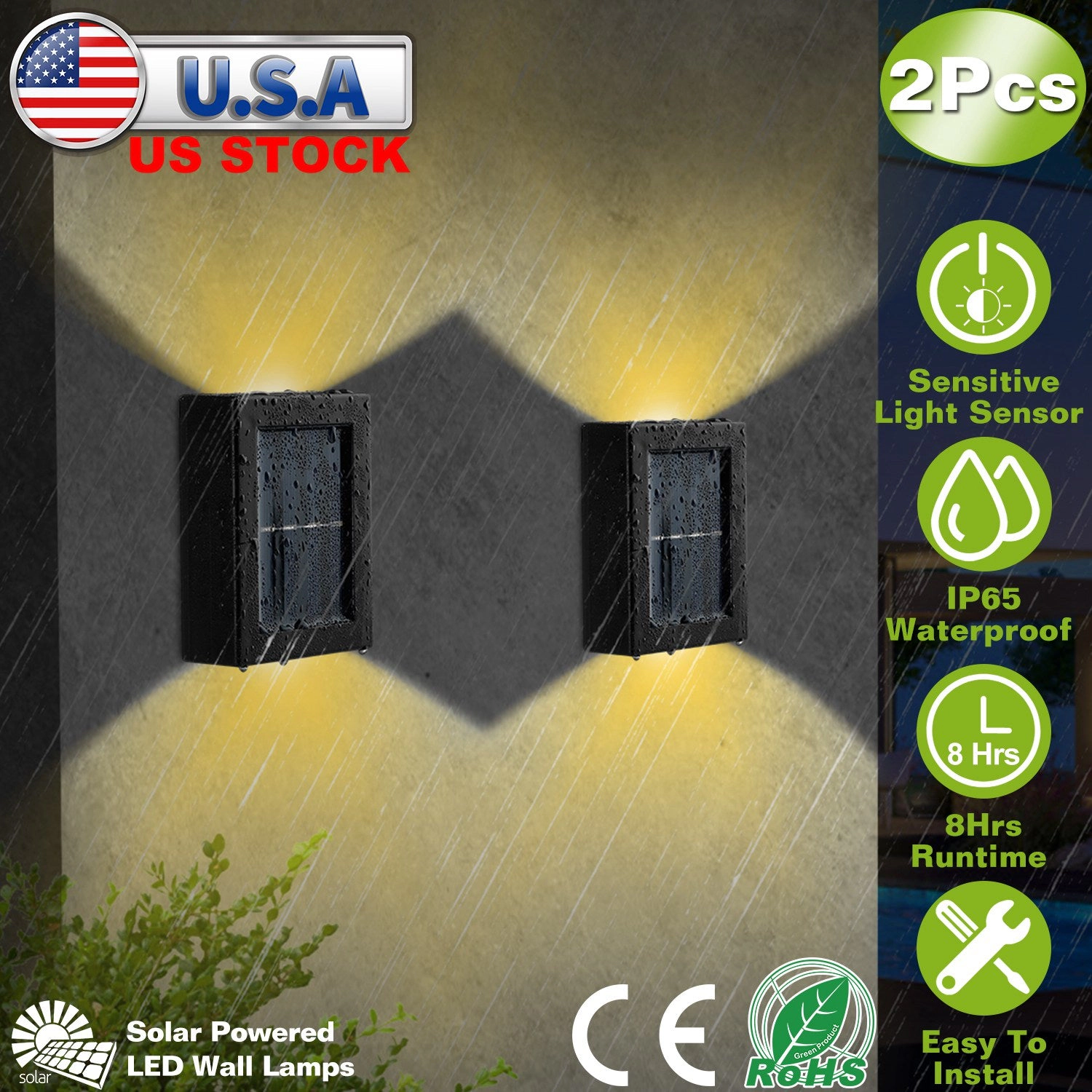 GBruno Solar 2-LED Deck Lights Outdoor Waterproof