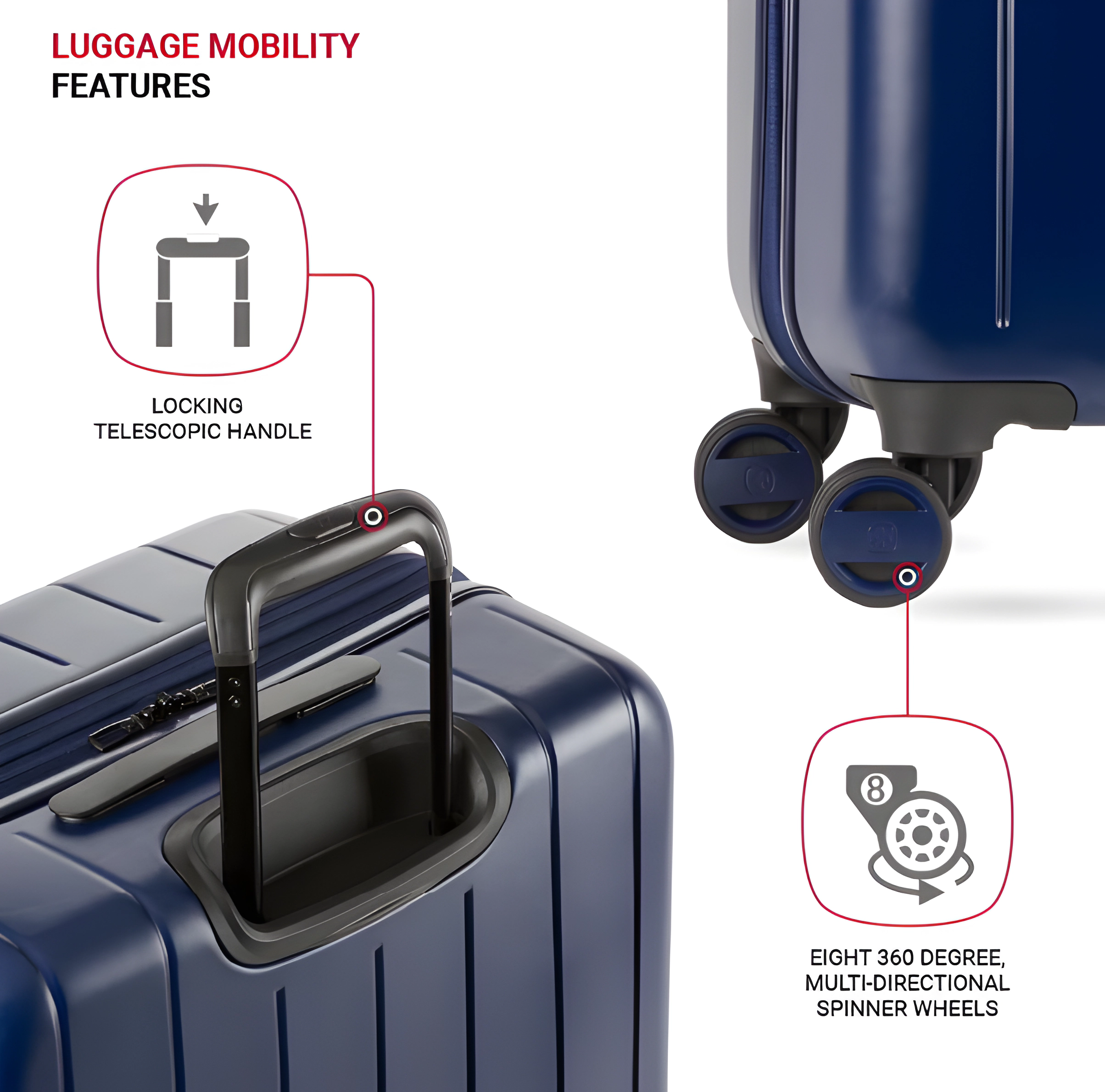 SwissGear Wanderlust Pro Unisex Lightweight Expandable Spinner, Navy, 3-Piece Set (20/24/28)