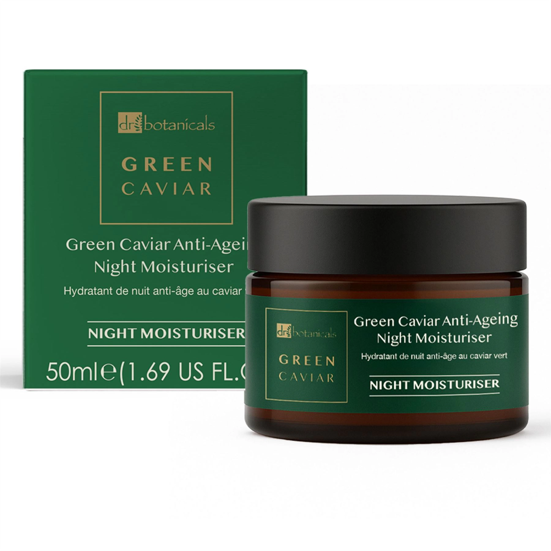 Dr Botanicals Green Caviar & Argan Oil Anti-Ageing Night Cream 50ml - Hydrating Anti-Wrinkle Treatment