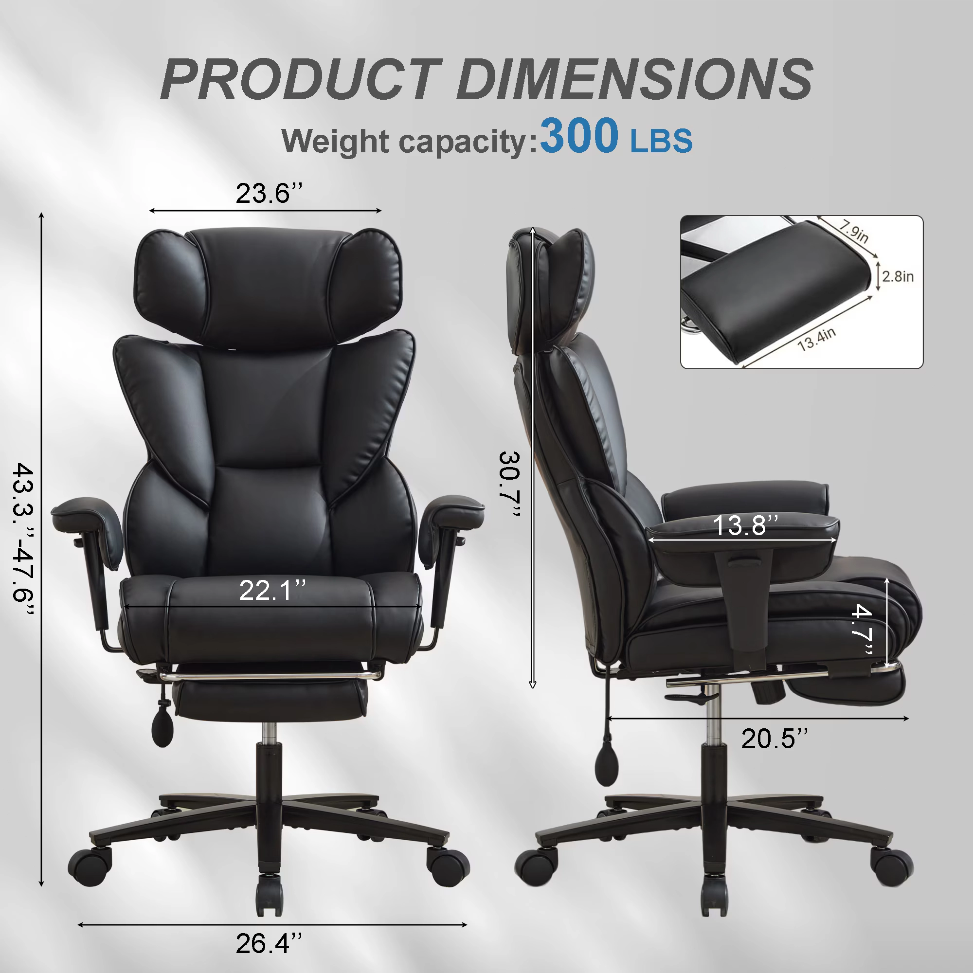 Platinum-Level Office Chairs Big and Tall Ergonomic Office Chair With Foot Rest And Inflatable Lumbar