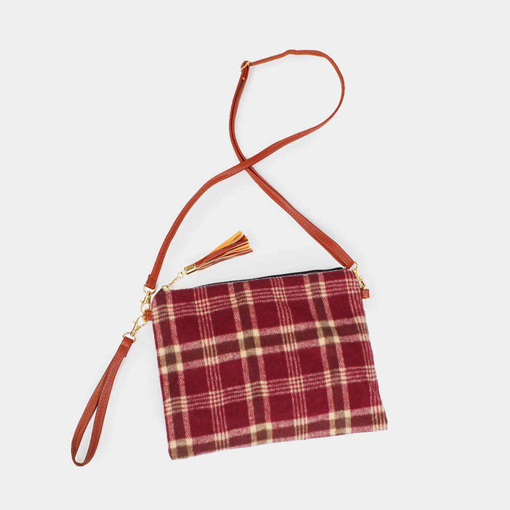 Fashnzfab Plaid Check Patterned Crossbody / Clutch Bag
