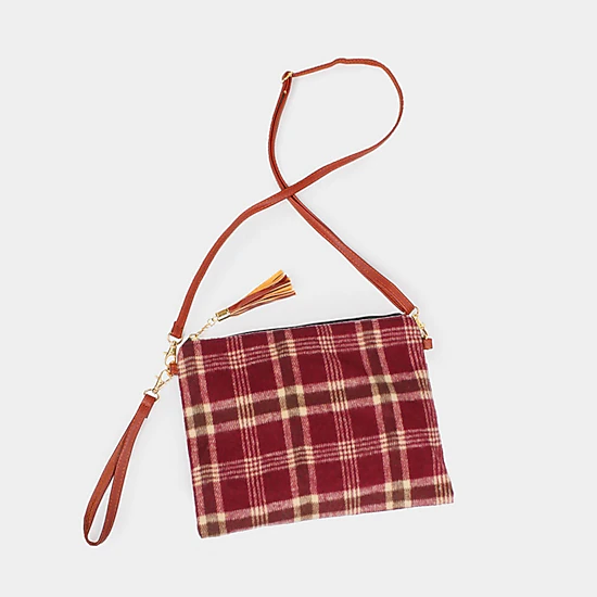 Fashnzfab Plaid Check Patterned Crossbody / Clutch Bag