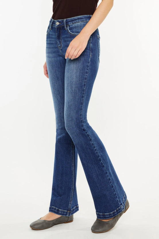 KanCan Women's Petite Essentials Mid Rise Flare Jeans Annie