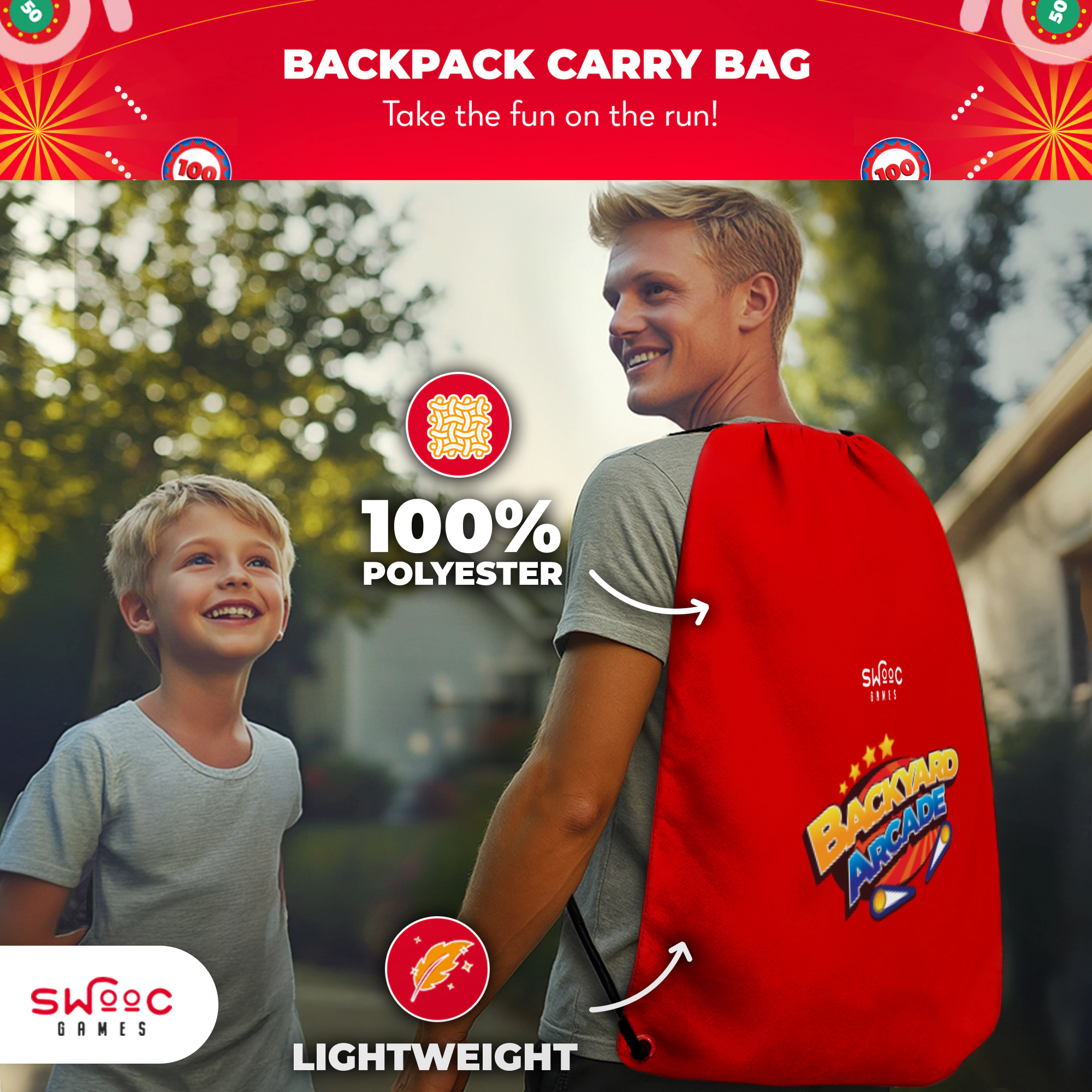 Swooc Games | Backyard Arcade™ | 2-in-1 Bean Bag Toss Game for Kids