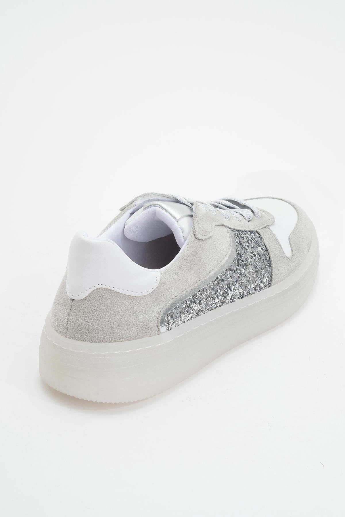 Forever & Always Womens Felipe Glitter Leather Sneakers