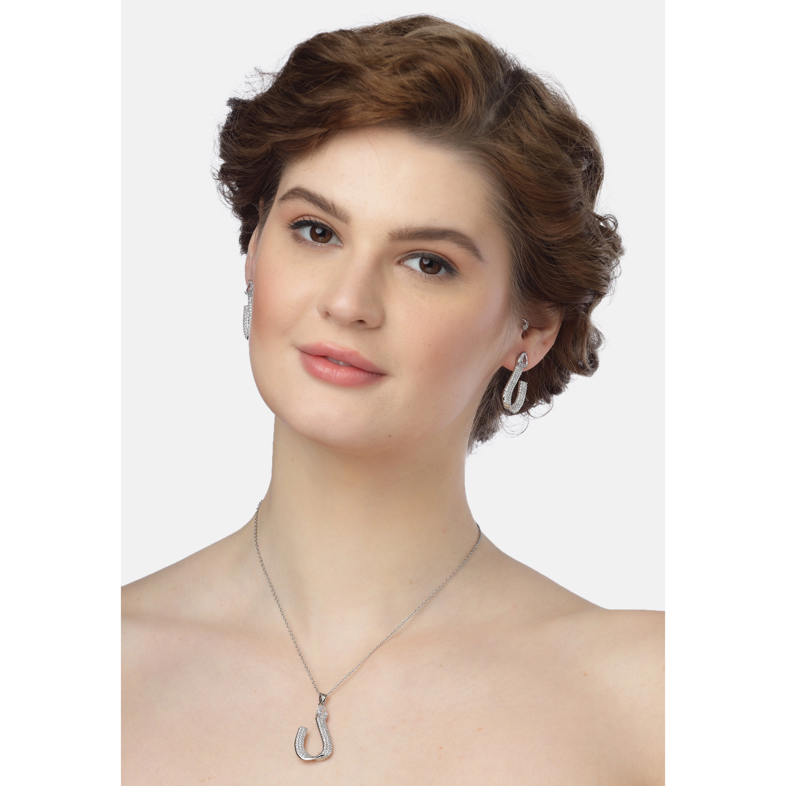 AGP PARIS Shimmering Charm Horseshoe Womens Necklace and Earrings Set