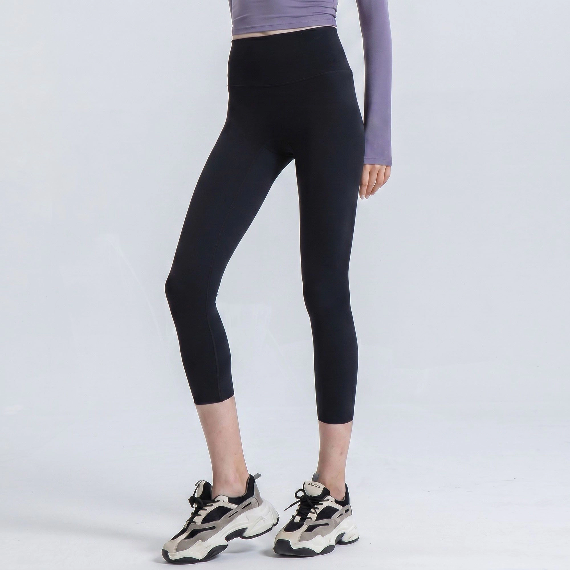 Anna-Kaci Women's High-Waist Capri Leggings with Wide Waistband Smooth Stretch Pull On Yoga Active Pants