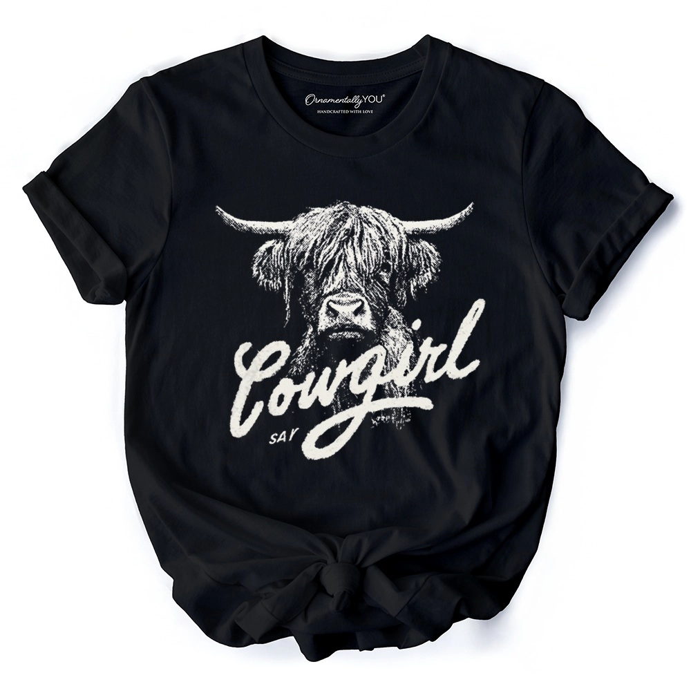 OrnamentallyYou Unisex Highland Cow Vintage Cowgirl Western T-Shirt