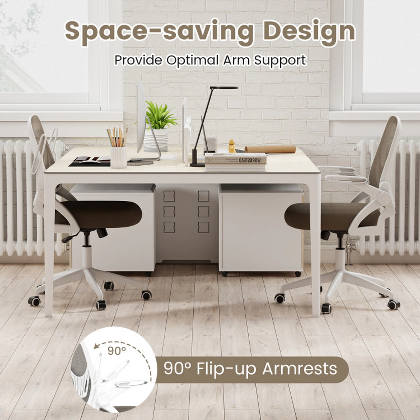 SUGIFT Ergonomic Mesh Computer Desk Chair with Lumbar Support and Flip-up Arms 330-lb Capacity Gray