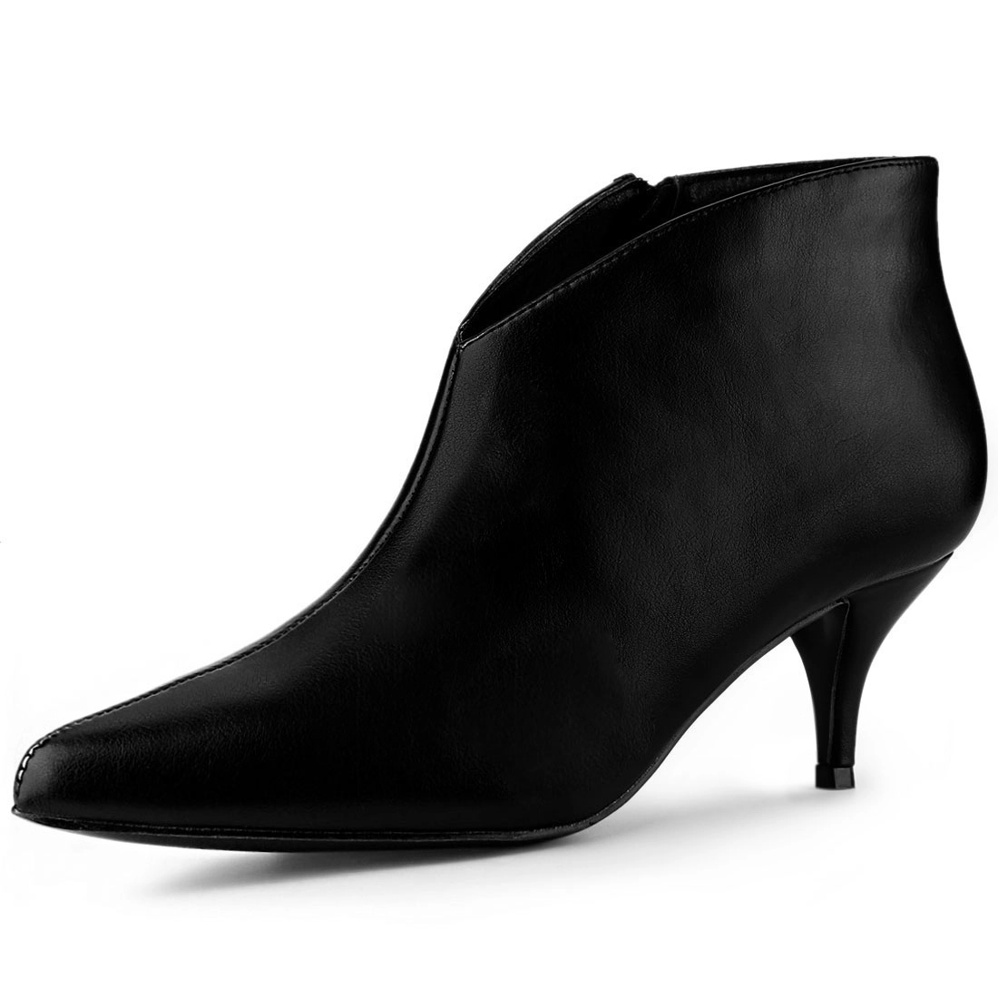 BLISSFUL STEP Women's Cutout Pointy Toe Stiletto Heels Boots Ankle Booties
